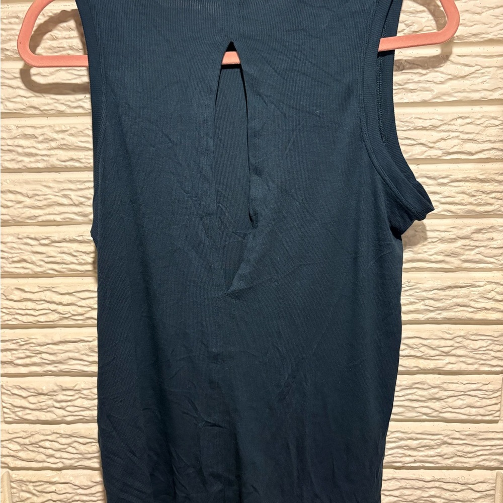 Athleta Navy With Ease Open Back Rib Tank